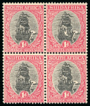 Stamp of South Africa » Union & Republic of South Africa 1926-30 study of the 1d black and carmine in mint blocks on 3 stocksheet