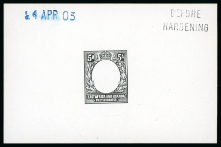 Stamp of Kenya, Uganda and Tanganyika » Kenya, Uganda and Tanganyika 1903 5a De la Rue die proof for frame only in black on glazed card