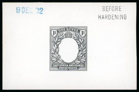 Stamp of Kenya, Uganda and Tanganyika » Kenya, Uganda and Tanganyika KUT 1903 1r De La Rue die proof for frame only in black