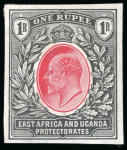 Stamp of Kenya, Uganda and Tanganyika » Kenya, Uganda and Tanganyika 1903 1r colour trials in green and violet (creased)