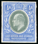 Stamp of Kenya, Uganda and Tanganyika » Kenya, Uganda and Tanganyika 1903 1/2a colour trials imperforate on gummed watermarked paper (12)