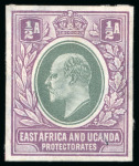 Stamp of Kenya, Uganda and Tanganyika » Kenya, Uganda and Tanganyika 1903 1/2a colour trials imperforate on gummed watermarked paper (12)