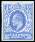 Stamp of Kenya, Uganda and Tanganyika » Kenya, Uganda and Tanganyika 1903 1/2a colour trials imperforate on gummed watermarked paper in issued colours (8)