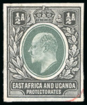 Stamp of Kenya, Uganda and Tanganyika » Kenya, Uganda and Tanganyika 1903 1/2a colour trials imperforate on gummed watermarked paper in issued colours (8)