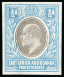 Stamp of Kenya, Uganda and Tanganyika » Kenya, Uganda and Tanganyika 1903 1/2a colour trials imperforate on gummed watermarked paper in issued colours (8)