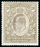 Stamp of Kenya, Uganda and Tanganyika » Kenya, Uganda and Tanganyika 1903 Wmk CC 20R grey and stone mint with original gum