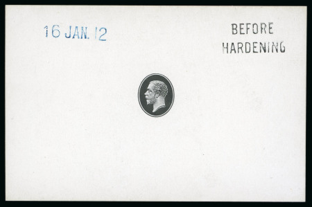 Stamp of Kenya, Uganda and Tanganyika » Kenya, Uganda and Tanganyika 1912 KGV head die proof for centre vignette in black on glazed card