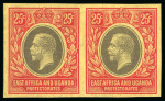 Stamp of Kenya, Uganda and Tanganyika » Kenya, Uganda and Tanganyika 1912 imperforate proofs in issued colours on gummed, watermarked paper, nine pairs from 1c to 75c