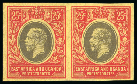 Stamp of Kenya, Uganda and Tanganyika » Kenya, Uganda and Tanganyika 1912 imperforate proofs in issued colours on gummed, watermarked paper, nine pairs from 1c to 75c