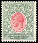 Stamp of Kenya, Uganda and Tanganyika » Kenya, Uganda and Tanganyika 1912 Wmk multi CA 50R dull rose-red and dull greyish green mint