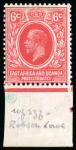 Stamp of Kenya, Uganda and Tanganyika » Kenya, Uganda and Tanganyika 1919 4c on 6c scarlet lower marginal n.h. with the surcharge on reverse variety