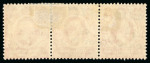 Stamp of Kenya, Uganda and Tanganyika » Kenya, Uganda and Tanganyika 1919 4c on 6c scarlet in mint strip of 3 showing the scarce "pair, one without surcharge" variety