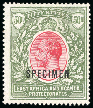Stamp of Kenya, Uganda and Tanganyika » Kenya, Uganda and Tanganyika 1921 Wmk Script 50R carmine and green mint with "SPECIMEN" ovpt
