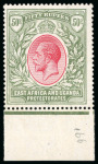 Stamp of Kenya, Uganda and Tanganyika » Kenya, Uganda and Tanganyika 1921 Wmk Script 50r carmine and green lower marginal mint with original gum
