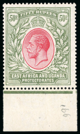 Stamp of Kenya, Uganda and Tanganyika » Kenya, Uganda and Tanganyika 1921 Wmk Script 50r carmine and green lower marginal mint with original gum