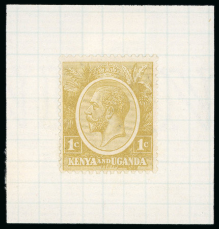 Stamp of Kenya, Uganda and Tanganyika » Kenya, Uganda and Tanganyika 1922 75c colour trials on perforated paper affixed