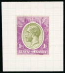 Stamp of Kenya, Uganda and Tanganyika » Kenya, Uganda and Tanganyika 1922 75c colour trials on perforated paper affixed