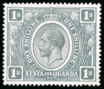 Stamp of Kenya, Uganda and Tanganyika » Kenya, Uganda and Tanganyika 1922 1s colour trials group of 3 in grey (as the 4s), green and purple ( as the £2), also in unissued purple and grey
