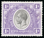 Stamp of Kenya, Uganda and Tanganyika » Kenya, Uganda and Tanganyika 1922 1s colour trials group of 3 in grey (as the 4s), green and purple ( as the £2), also in unissued purple and grey