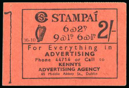 Stamp of Ireland » Booklets 1931-38, 2 shilling, part unexploded booklet, black