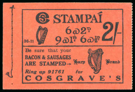 Stamp of Ireland » Booklets 1931-38, 2 shilling, complete unexploded booklet, black