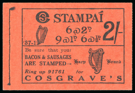 Stamp of Ireland » Booklets 1931-38, 2 shilling, complete unexploded booklet, black