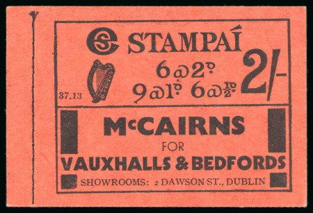 Stamp of Ireland » Booklets 1931-38, 2 shilling, empty unexploded booklet, black