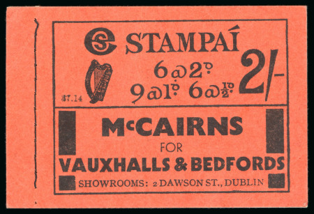 Stamp of Ireland » Booklets 1931-38, 2 shilling, empty unexploded booklet, black