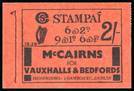 Stamp of Ireland » Booklets 1931-38, 2 shilling, part unexploded booklet, black