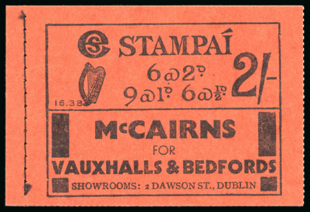 Stamp of Ireland » Booklets 1931-38, 2 shilling, complete unexploded booklet, black
