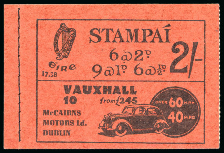 Stamp of Ireland » Booklets 1938-41, 2 shilling, complete unexploded booklet, black