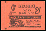 Stamp of Ireland » Booklets 1938-41, 2 shilling, complete unexploded booklet, black