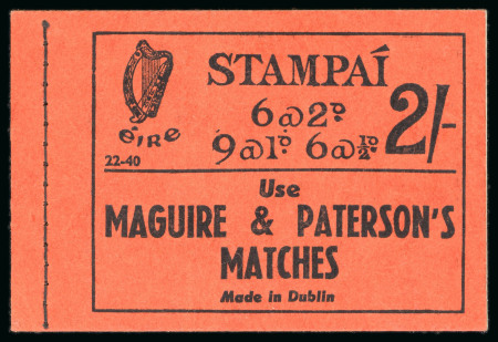 Stamp of Ireland » Booklets 1938-41, 2 shilling, part unexploded booklet, black