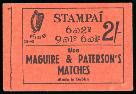 Stamp of Ireland » Booklets 1940, 2 shilling, part unexploded booklet, black on
