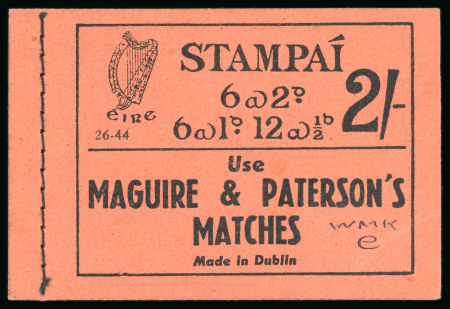 Stamp of Ireland » Booklets 1941-44, 2 shilling, complete unexploded booklet, black