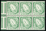 Stamp of Ireland » Booklets 1931-40 "SE" wmk 1/2d green, mint n.h. complete booklet pane of six