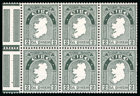 Stamp of Ireland » Booklets 1931-40 "SE" wmk 2d green, mint n.h. complete booklet pane of six