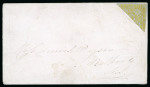 Stamp of Canada » New Brunswick 1851 6d olive-yellow bisected diagonally on envelope to Nova Scotia tied by oval grid cancel