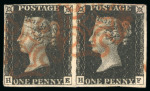 Stamp of Great Britain » 1840 1d Black and 1d Red plates 1a to 11 1840, 1d black pl.6 HE-HF pair