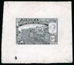 Stamp of Jamaica 1919, Contingent Embarking 1 1/2d value group of six die proofs in black on glazed paper
