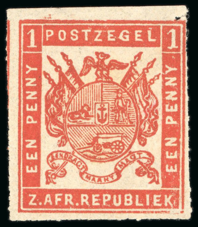 Stamp of South Africa » Transvaal 1870 Roulette mint h.r. examples of 1d in brick-red, orange-red and vermilion, 6d pale ultramarine and 1s emerald-green