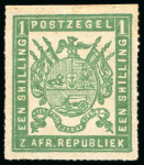 Stamp of South Africa » Transvaal 1870 Roulette mint h.r. examples of 1d in brick-red, orange-red and vermilion, 6d pale ultramarine and 1s emerald-green