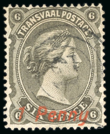 Stamp of South Africa » Transvaal 1879 surcharged (in red) 1d on 6d types 10 to 13 (short perf) and 16 used, also type 15