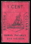 Stamp of British Guiana 1852, 1c black on magenta unused without gum