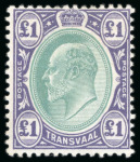 Stamp of South Africa » Transvaal 1903 Wmk multi CA £1 green and violet mint h.r