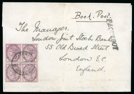 Stamp of Malta 1900 'Book Post' cover to London franked GB QV 1d lilac