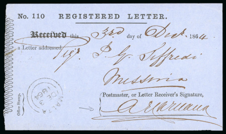 Stamp of Malta 1864 Early Registered Letter receipt for cover addressed