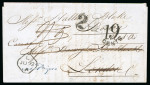 Stamp of Malta 1849 Entire to Boston via London with ornate scroll
