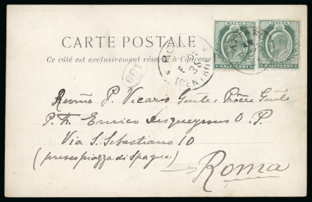 Stamp of Malta 1905 Ppc to Italy franked Malta KEVII 1/2d (2) tied