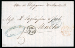Stamp of Malta 1859 Incoming entire from Barcelona (dispatch cds in